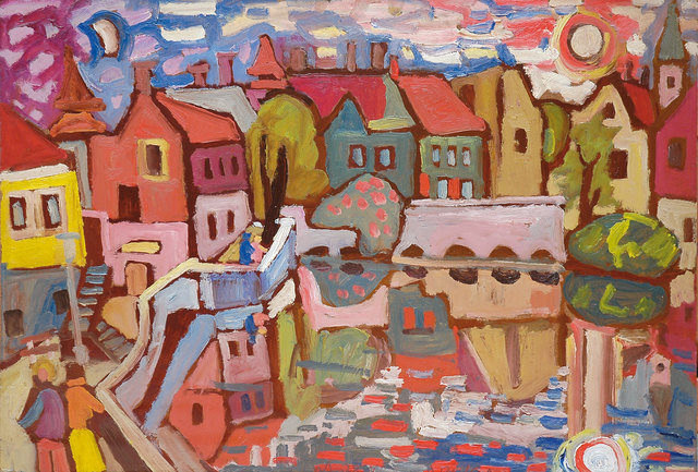 Miklós Németh (Budapest 1934 – 2012)
„Spiegelung“
Öl/Platte, 61 x 85 cm, signiert 1978