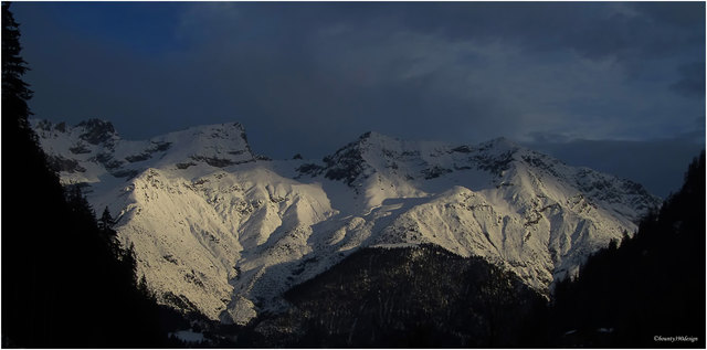 Blick auf das Blankahorn, den Wannenkopf und den Rauhen Kopf in den Lechtaler Alpen