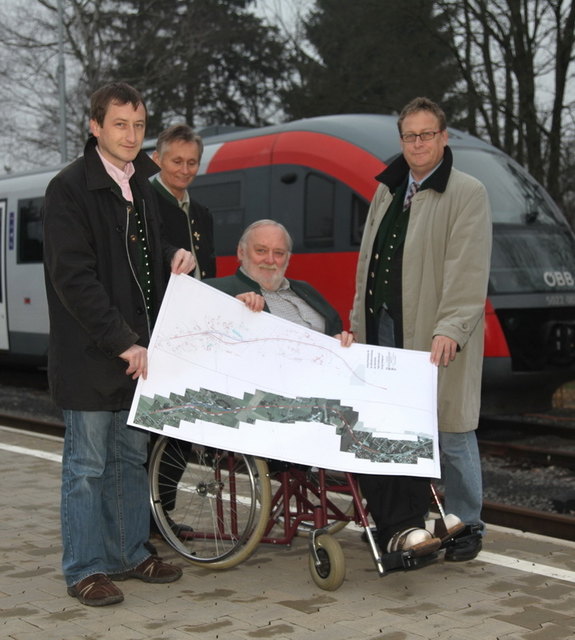 Plan der Bahntrasse, die die kürzeste mögliche Verbindung von Bad Radkersburg mit Gornaj Radgona wäre.