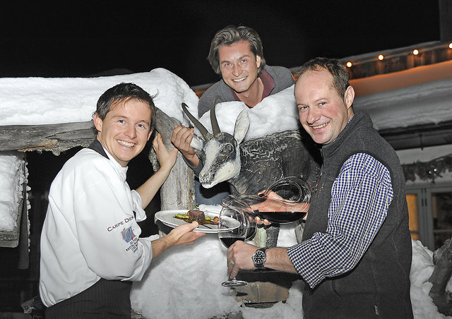 Vorfreude: Josef Steffner (Mesnerhaus mit 3 Hauben), Josef Bogensperger jun. und Peter Aschbacher (Gamskogelhütte) (v.l.)