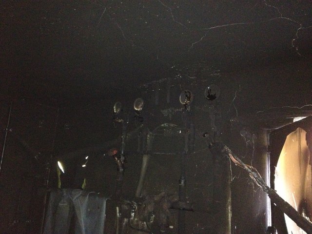 Unmittelbar nach dem Brand im Keller, bei der Heizung.