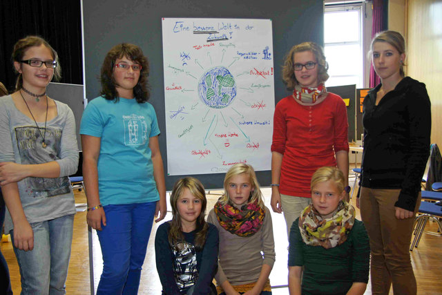 Die Schüler präsentieren die Ergebnisse des gemeinsamen Workshops.