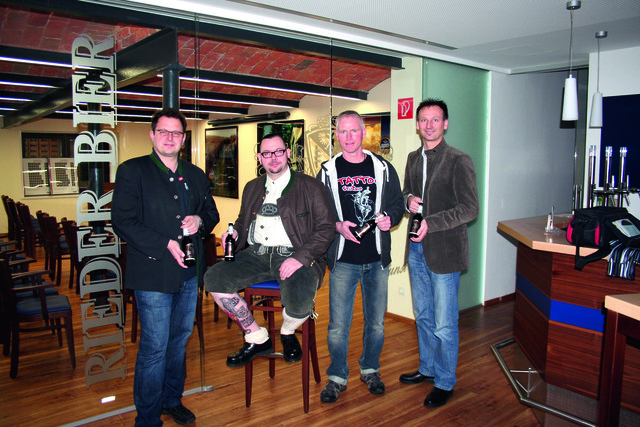 Braumeister Josef Niklas, Harald Fuchs, Josef Bauchinger, Verkaufsleiter Gerald Hölzl.