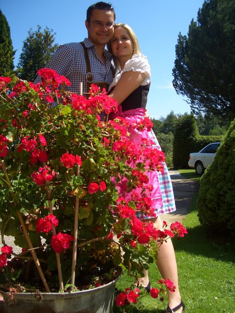 Vor dieser herrlichen Blumenpracht mussten wir uns einfach fotografieren.