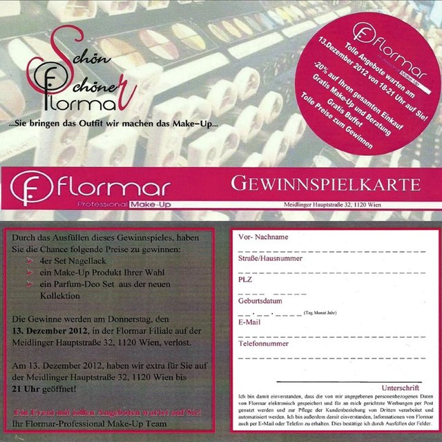 Die Gewinnspielkarte von Schön Schöner Flormar