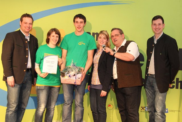 Landesobmann Karl-Anton Schrattenholzer, Angelika Winkler, Andreas Rieder, Landesleiterin Verena Hainzl, ORF-Moderator Hannes Wolfsbauer, Jugend-Landeskammerrat Josef Laier | Foto: Landjugend