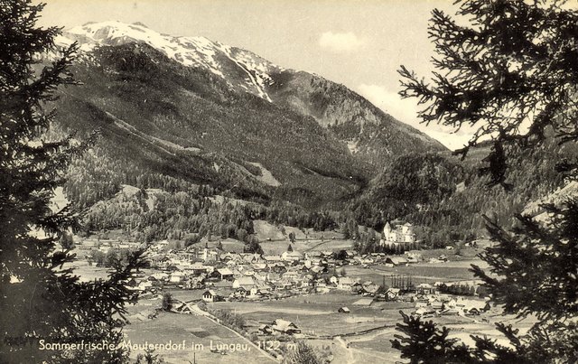 Blick vom Mitterberg auf Mauterndorf; ca. 1950; Verl. Glantschnigg, Graz