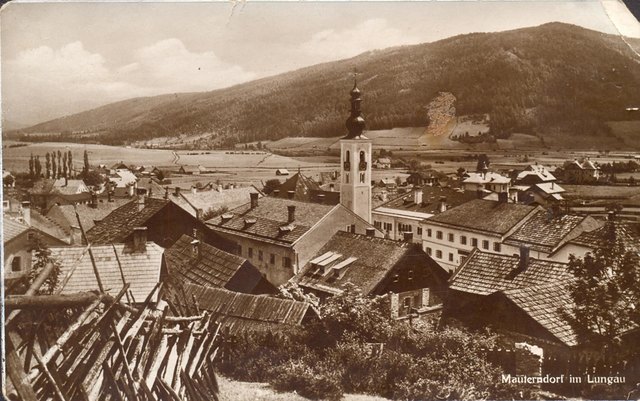 Ansicht von der Schönen Aussicht über den Ort zum Mitterberg um ca. 1938