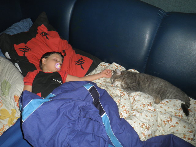 Schlafzeit. Marsel mit "Lady"