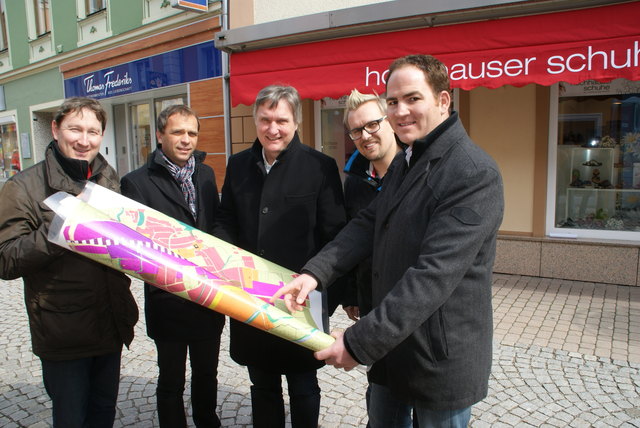 Stefan Hackl, Siegfried Pramhas, Bürgermeister Wolfgang Veitz, Karl Öllinger-Luwy und Stefan Weiermeier (v li.).
