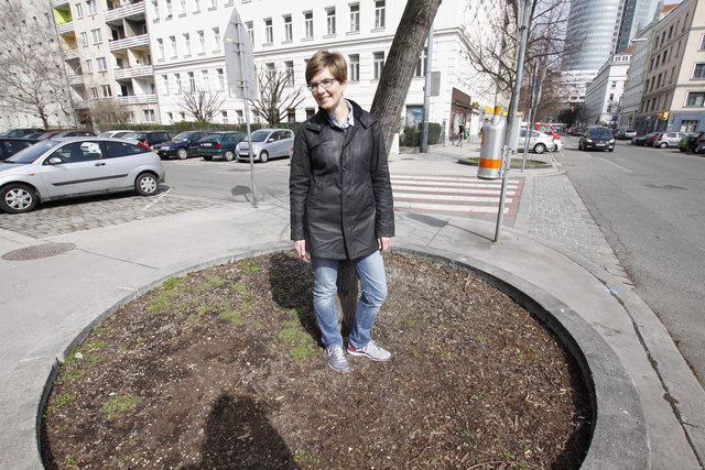 Eine blühende Insel könnte aus dieser Baumscheibe werden, so Nina Chladek-Danklmaier.