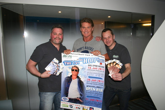 Die floro-Geschäftsführer Florian Werner (l.) und Robert Zauner (r.) managen die Auftritte von David Hasselhoff in Gmunden. | Foto: floro