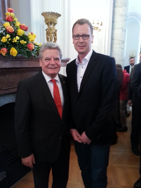 Mario Märzinger (r.) mit dem deutschen Bundespräsident. | Foto: Märzinger