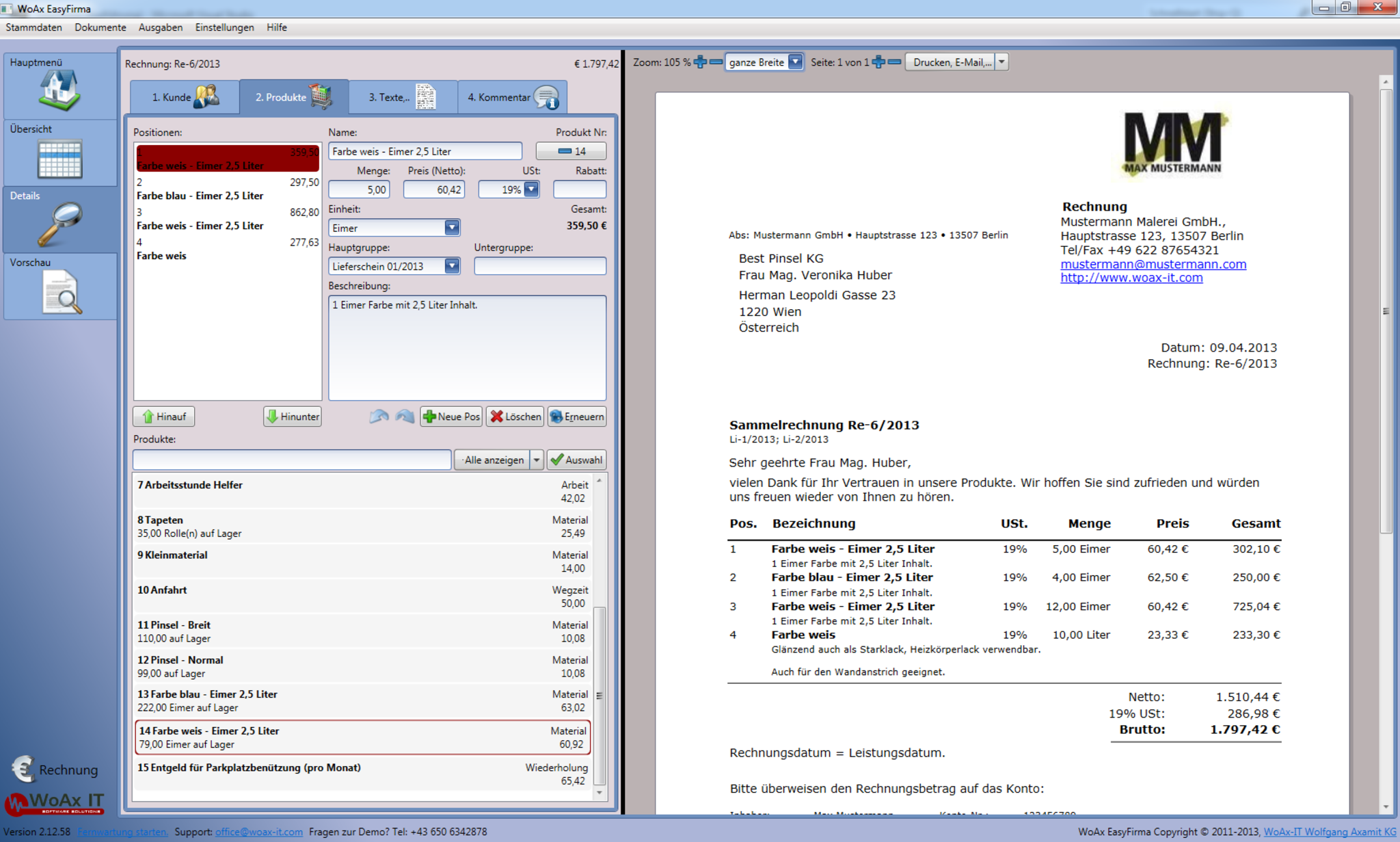 EasyFirma Moderne Software für kleinere Betriebe und Selbstständige Meidling