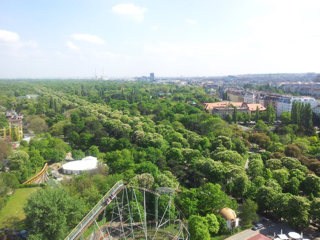 Blick auf den Prater vom Riesenrad aus. Frühling 2013