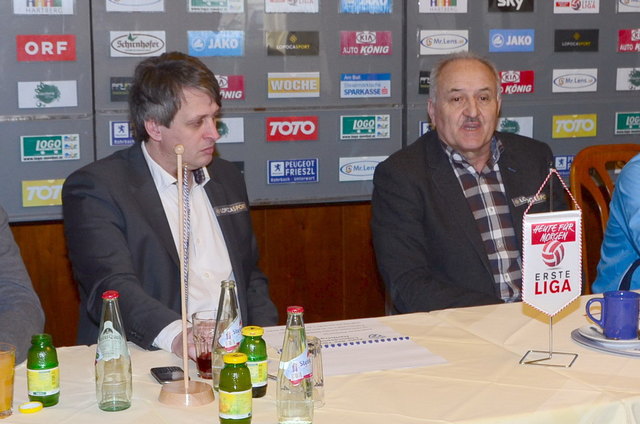 Der TSV Lopocasport Hartberg mit Obmann Franz Grandits (li) und Trainer Paul Gludovatz trennten sich einvernehmlich. | Foto: KK