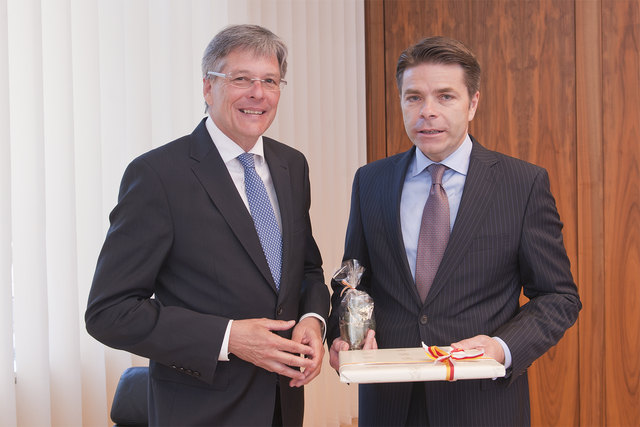 Landeshauptmann Peter Kaiser empfing den slowenischen Botschafter Aleksander Gerzina.