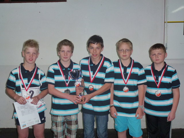 Die U14-Landesmeister Peter Waizenauer, Stefan Waizenauer, Tobias Mayrhofer, Jan Stadler und Tobias Riedl (v. l.). | Foto: privat