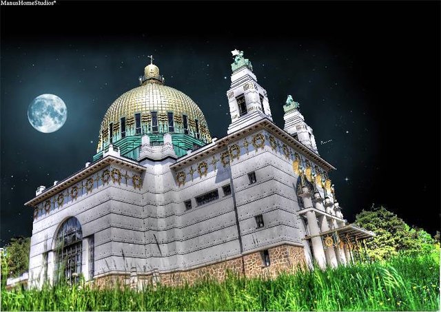 Otto Wagner Kirche in der Nacht