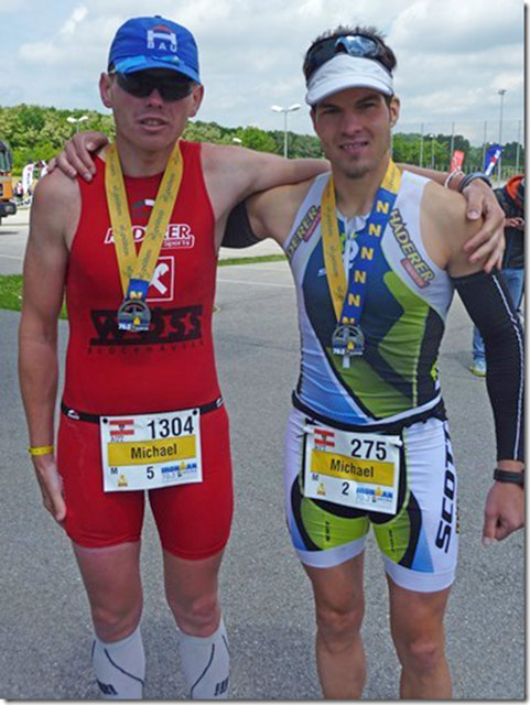 Michael Hofer und Michael Gabriel nahmen beim Triathlon in St. Pölten teil. | Foto: Foto: privat