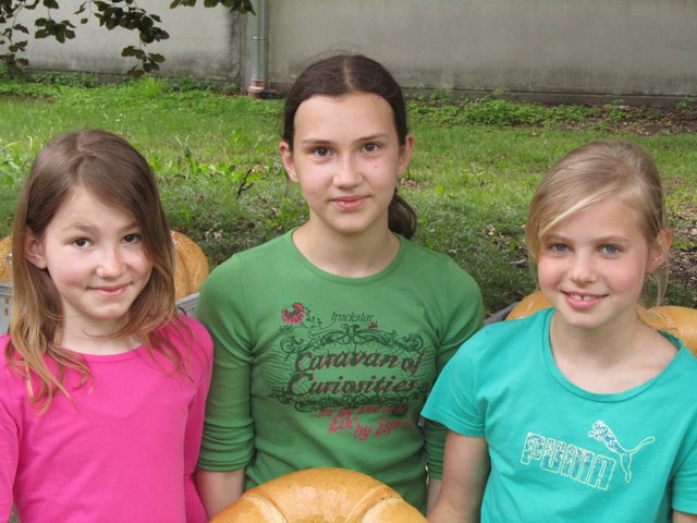 Lilli Ochsenhofer, Katharina Fassl und Theresa Radl freuen sich über ihren Sieg beim Schul-Cup-Lauf