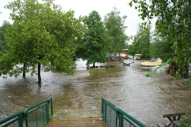 "Land unter" auf der Kranzling in Haslach. Sonst tummeln sich um diese Jahreszeit hier die Badegäste: