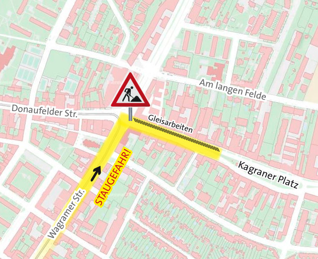 Auf eine Fahrspur reduziert: Stadtauswärts ist auf der Wagramer Straße ab sofort mit Stau zu rechnen. | Foto: Kitting