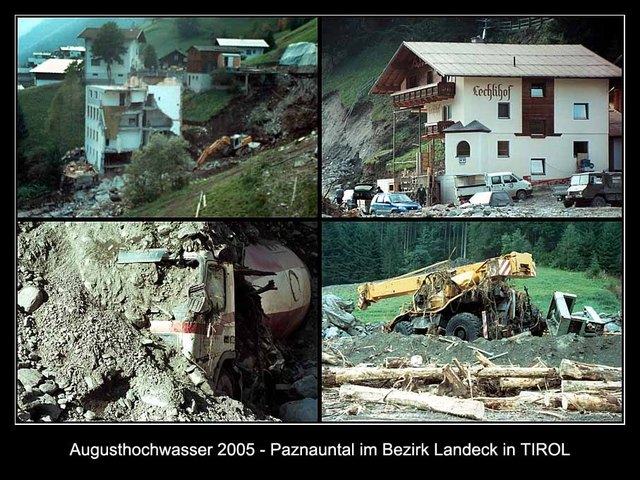 Vor 8 Jahren ein sogenanntes Jahrhunderthochwasser mit enormen Verwüstungen im Paznauntal und bis Landeck. Copyright Ing. Günter Kramarcsik.