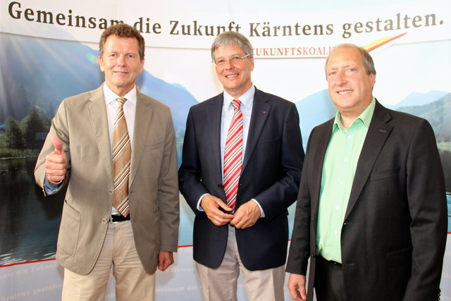 Landesrat Dr. Wolfgang Waldner, Landeshauptmann Dr. Peter Kaiser und Landesrat Rolf Holub