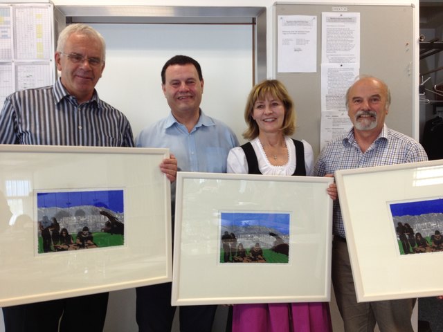 Drei langjährige Pädagogen am Imster Gymnasium wurden verabschiedet. V.l.n.r.: Ladner, Digruber, Neururer, Mallaun. | Foto: Foto: Peintner