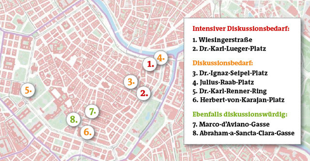 "Schwarze Liste" der Kommission: 8 Straßen in der Inneren Stadt könnten umbenannt werden.