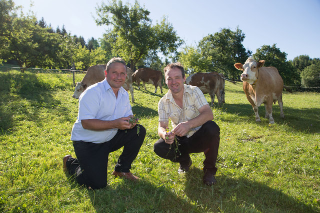 Heumilchbauer Günter Pötscher aus Piberstein mit Arge Heumilch-Obmann Karl Neuhofer.
