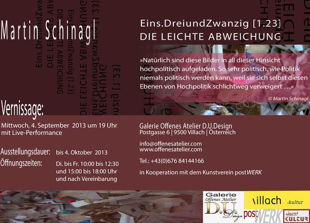 Einladung | Martin Schinagl "Eins.DreiundZwanzig"