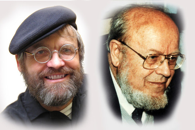 Wolfgang Glechner (links), der Sohn von Gottfried Glechner (rechts), liest aus eigenen und Werken seines Vaters.
