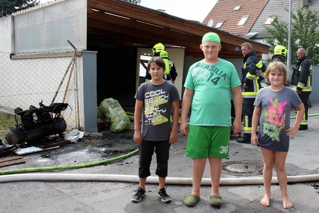 Gabriel Stephan (12), David Fink (12) und Ammelie Fink (7) entdeckten den Brand und retteten das Leben eines 60-Jährigen.