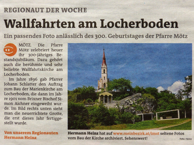Einen herzlichen Dank für die Veröffentlichung meiner Bilder im Bezirksblatt Imst.