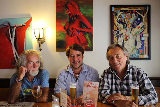 Kunstmaler & Musiker Centauri A., Peter Zwanziger, Kunstförderer Gerhard Lippitz