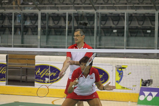 Volle Konzentration bei Waltraud Kronsteiner und Harald Starl im Mixed Semifinale bei den World Master Games