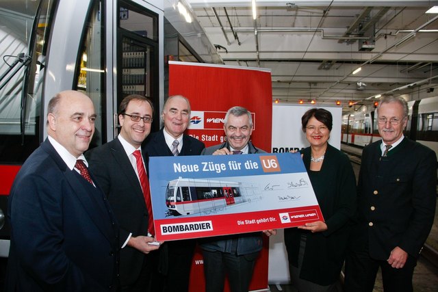 Renate Brauner (SP), Bombardier und Wiener Linien versprechen neue Züge für die U6.