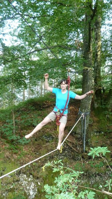 Freeriderin Lorraine Huber balanzierte gekonnt auf der Highline.