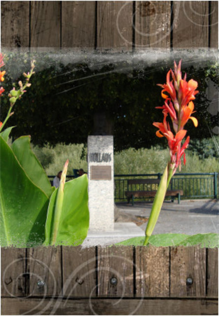 Das Denkmal von Rupert Hollaus, dem bisher einzigen österreichischen Strassenweltmeister der 125-cm³-Klasse. 1954 ist er in Monza tödlich verunglückt. Er wurde in Traisen geboren und ist auch dort begraben. Auf dem Denkmal ist auch seine Büste. Die Kamera hat das aber nicht gepackt.