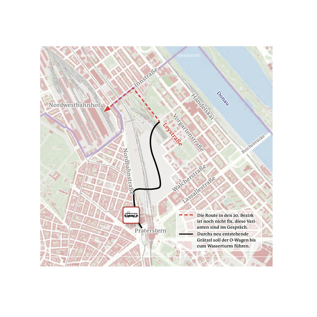 Leopoldstadt / Brigittenau: Für die Straßenbahnlinie O ins Nordbahnviertel soll der Spatenstich 2016 erfolgen.