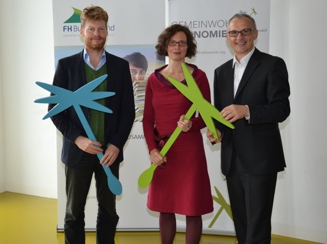 Christian Felber - Initiator Gemeinwohlökonomie, Anja Haider-Wallner - GWÖ Beraterin & Unternehmerin, Georg Pehm – Geschäftsführer FH Burgenland