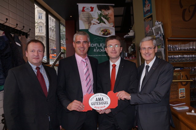 "Rindfleisch-Partner": R. Stückler (AMA), W. Habermann (Gut Streitdorf), A. Huber (SPAR), H. Gattringer (TANN).