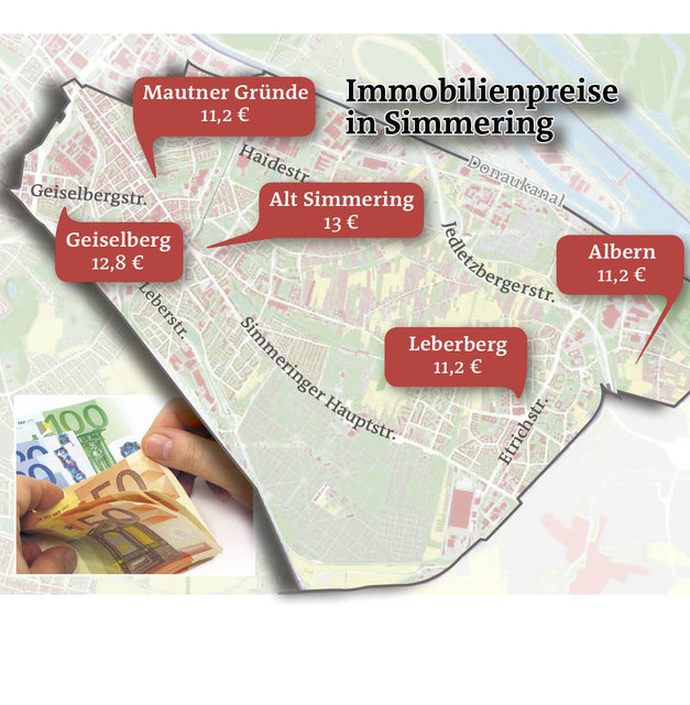 Kaum Preisunterschiede gibt es bei den Mieten in Simmerings Grätzeln. | Foto: © Knoll/wien.at/Archiv