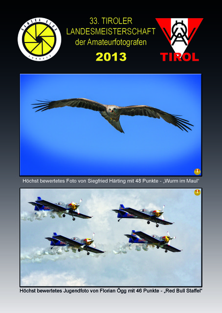 Titelseite mit dem besten Foto in der Sparte "Foto pur" von Ing. Siegfried Härting (KKL- Mitglied) und dem besten Jugendfoto von Florian Ögg (Mitglied des FC Imst)