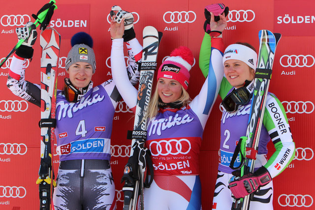 Neues "Sieger-Gesicht" - Lara Gut aus der Schweiz gewann vor Kathrin Zettel (AUT) und Viktoria Rebensburg (GER).