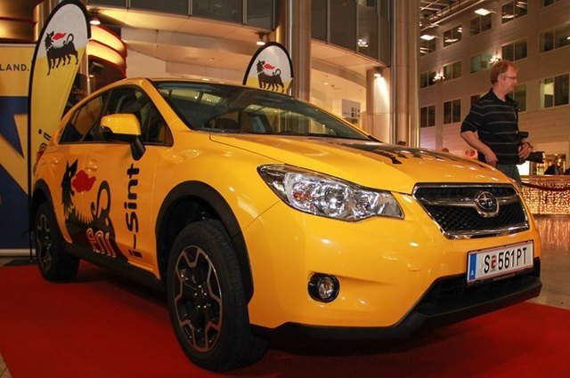 Das Vorausauto der WQ Rallye 2013, der Subaru Impreza
