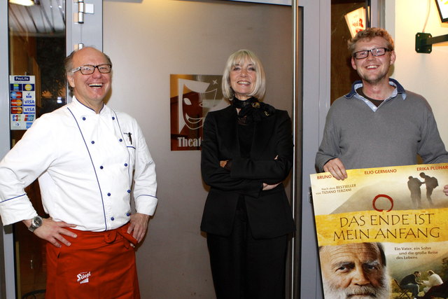 Andreas List (Dominiks Theaterkeller), Erika Pluhar und Kinobetreiber Stefan Brandmayer.