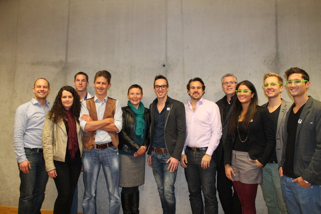 Die Organisatoren und Vortragenden des AVFH Jungunternehmerabends 2013 v.l.n.r.: Markus Wurzer, Sandra Höbarth, Bernhard Radinger, Martin Teufel, Andrea Kovacic, Rainer Neuwirth, Markus Kainz, Thomas Nennadal, Julia Ramsmaier-Gracias, Florian Bertich, Alberto Nodale